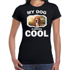 Basset honden t-shirt my dog is serious cool zwart - dames - Basset liefhebber cadeau shirt