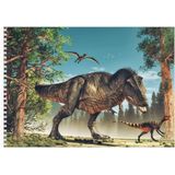 3x stuks a4 Schetsboek/ tekenboek/ kleurboek/ schetsblok met Tyrannosaurus rex/ dinosaurussen bedrukking voor kinderen - Dinosaurus tekenen speelgoed cadeau boek