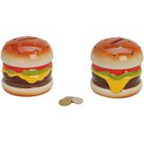 Spaarpot hamburger 10 x 9 x 9 cm - Hamburger cadeau spaarpotten - Geld sparen - Leren omgaan met geld