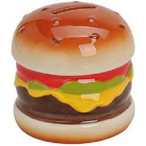 Spaarpot hamburger 10 x 9 x 9 cm - Hamburger cadeau spaarpotten - Geld sparen - Leren omgaan met geld