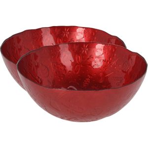 Tafeldecoratie schalen/fruitschalen - D28 cm - rood - glas - 2x stuks