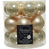 36x stuks kleine kerstballen licht parel/champagne van glas 4 cm - mat/glans - Kerstboomversiering