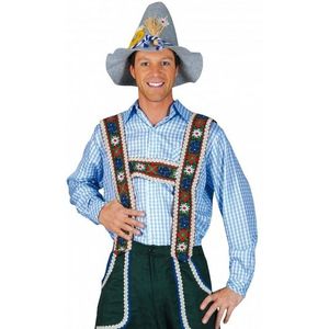 Blauwe Oktoberfest Tiroler blouse heren maat L en XL
