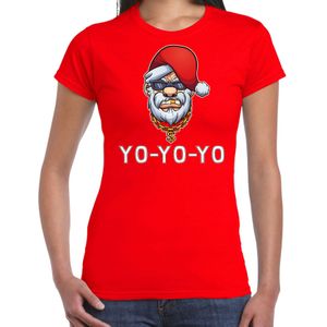 Gangster / rapper Santa fout Kerstshirt / Kerst t-shirt rood voor dames - Kerstkleding / Christmas outfit