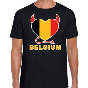 Belgium hart supporter t-shirt zwart EK/ WK voor heren - EK/ WK shirt / outfit