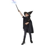 Funny Fashion Tovenaars verkleed cape/hoed - kinderen - zwart met sterren - Carnaval kostuum