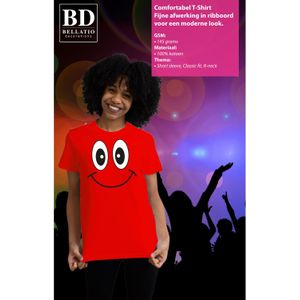 Bellatio Decorations Verkleed T-shirt voor dames - smiley - rood - carnaval - feestkleding