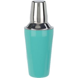 Excellent Houseware Cocktailshaker - rvs - groen/zilver - 500 ML - Cocktails maken in eigen bar