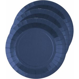 Santex feest bordjes rond - kobalt blauw - 30x stuks - karton - 22 cm