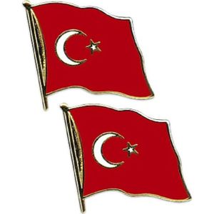 Set van 4x stuks pin broche speldje van Vlag Turkije 20 mm - Landen supporters feestartikelen