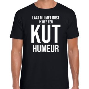 Laat mij met rust ik heb een kut humeur fun tekst t-shirt / kleding zwart voor heren - foute fun tekst shirt / festival outfit