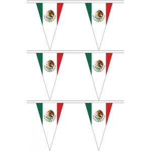 3x stuks mexico landen punt vlaggetjes 5 meter - slinger / vlaggenlijn - landen vleggen versiering/feestartikelen