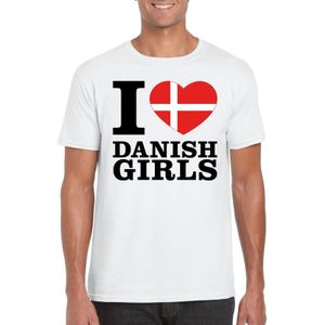 I love Danish girls t-shirt wit heren - Denemarken shirt