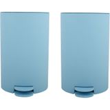 MSV Pedaalemmer - 2x - kunststof - lichtblauw - 3L - klein model - 15 x 27 cm - Badkamer/toilet