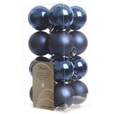 32x stuks kunststof kerstballen mix van donkerblauw en zwart 4 cm - Kerstversiering