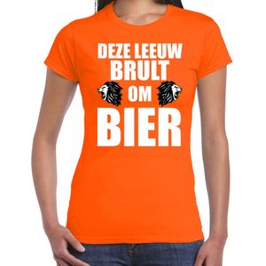 Koningsdag t-shirt deze leeuw brult om bier - oranje - dames - koningsdag / EK/WK outfit / kleding / shirt