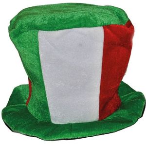 Hoge fluwelen hoed Italie/Hongarije - EK/WK supporter verkleed accessoire feestartikelen
