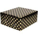 Zwart folie inpakpapier/cadeaupapier gouden stip 200 x 70 cm - Inpakpapier/cadeaupapier/geschenkpapier - Cadeautjes inpakken