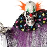 Halloween/horror thema hang decoratie horror clown - met LED licht - enge/griezelige pop - 120 cm