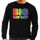 Grote maten Big Gay Boy regenboog sweater zwart -  plus size lgbt sweater voor heren - gay pride