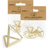 PartyDeco naamkaart/plaatskaart houders - driehoek - Bruiloft - 50x - goud - 2,3 cm