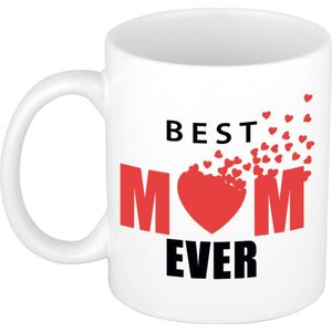 Best mom ever mok wit met roze hart - 300 ml - moeder cadeau mok / beker - Moederdag / verjaardag