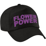 Flower power pet zwart met paarse letters - volwassenen - Toppers