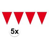 5x vlaggenlijn / slinger rood 10 meter - totaal 50 meter - slingers