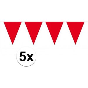 5x vlaggenlijn / slinger rood 10 meter - totaal 50 meter - slingers