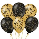 Paperdreams Ballonnen - luxe Sarah/50 jaar feest - 16x stuks - goud/zwart - 30 cm