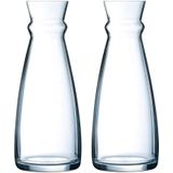 Set van 4x stuks glazen schenkkan/karaf 1 liter - Sapkannen/waterkannen/schenkkannen