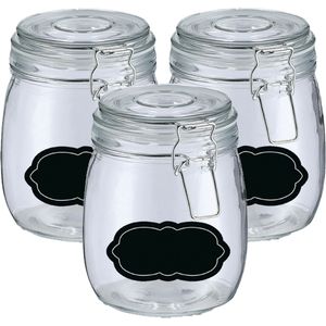 Weckpot/inmaakpot - 4x - 750 ml - glas - met beugelsluiting - incl. etiketten