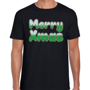 Merry xmas fout Kerst t-shirt - zwart - heren - Kerstkleding / Kerst outfit