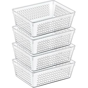 Storage Solutions Organizer/opbergmandje - 4x - kunststof - transparant - 1.2L - 18 x 13 x 6 cm