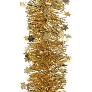 5x Kerstslingers sterren goud 10 x 270 cm - Guirlande folie lametta - Gouden kerstboom versieringen