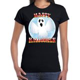 Happy Halloween spook verkleed t-shirt zwart voor dames - horror spook shirt / kleding / kostuum