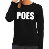 Poes tekst sweater / trui zwart voor dames