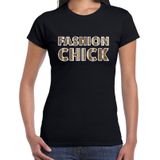 Fashion Chick slangen print tekst t-shirt zwart dames - dames shirt Fashion Chick slangen print