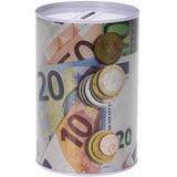 Spaarpot euro biljetten en muntgeld 10 x 15 cm - Blikken/metalen spaarpotten met euro biljetten