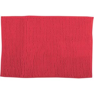 MSV Badkamerkleed/badmat/toilet - voor op de vloer - rood - 60 x 90 cm - microvezel - anti-slip