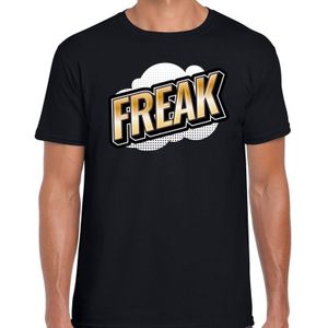 Fout Freak t-shirt in 3D effect zwart voor heren - fout fun tekst shirt / outfit - popart