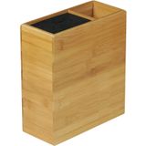 Bamboe houten messenblok universeel 9 x 20 x 24 cm met keukengerei houder - Messenblokken/messenhouders