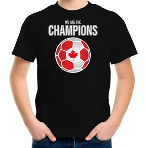 Canada WK supporter t-shirt - we are the champions met Canadese voetbal - zwart - kinderen - kleding / shirt