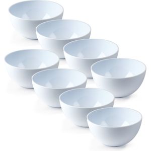 Plasticforte kommetjes/schaaltjes - 8x - dessert/ontbijt - kunststof - D14 x H6 cm - ivoor wit - BPA vrij