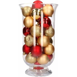 Woondecoratie vaas met kerstballen - Gouden / rode kerstballen in vaas
