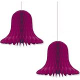 10x Aubergine paars decoratie klokken/kerstklokken lampionnen 20 cm - feestversiering/kerstversiering