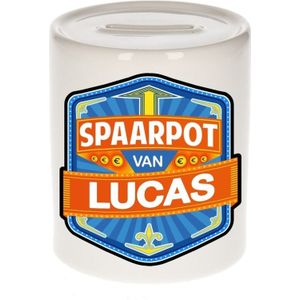 Kinder spaarpot voor Lucas - keramiek - naam spaarpotten