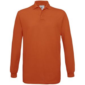 Oranje polo t-shirt met lange mouw