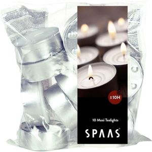 50x stuks Witte maxi theelichtjes/waxinelichtjes 10 branduren in zak - Geurloze kaarsen