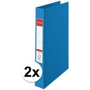 2x Ringband mappen/ordners 2 gaats A4 blauw - Documenten/papieren opbergen/bewaren - Kantoorartikelen